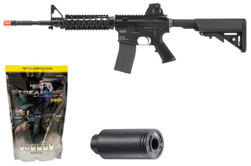 KWA M4A1 RIS LM4 PTR Gas Blowback GBBR Full Metal Airsoft Rifle, Tracer/BB Bundle, Black