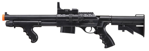 UK Arms M0681C Pump Action Airsoft Shotgun w/ Scope and Light, Black