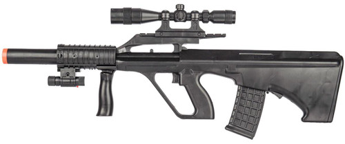 UK Arms P2300 AUG Spring Power Airsoft Rifle w/ Laser and Scope, Black