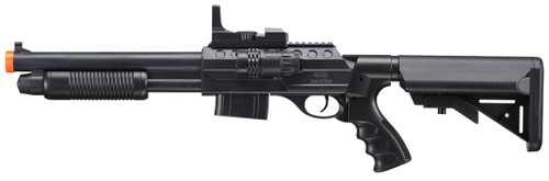 UK Arms M0581D Pump Action Airsoft Shotgun w/ Scope and Light, Black