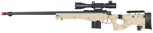 WellFire Tri Rail L96 Bolt Action Airsoft Sniper Rifle w/ Scope & Barrel, Tan