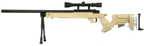 WellFire SR22 Type 22 Bolt Action Airsoft Sniper Rifle w/ Scope & Bipod, Tan