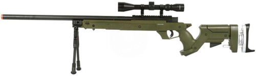 WellFire SR22 Type 22 Bolt Action Airsoft Sniper Rifle w/ Scope & Bipod, OD Green