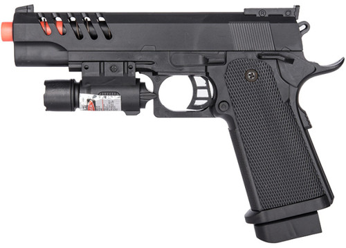 UK Arms P2004B Spring Powered Skeletonized Airsoft Pistol w/ Laser, Black