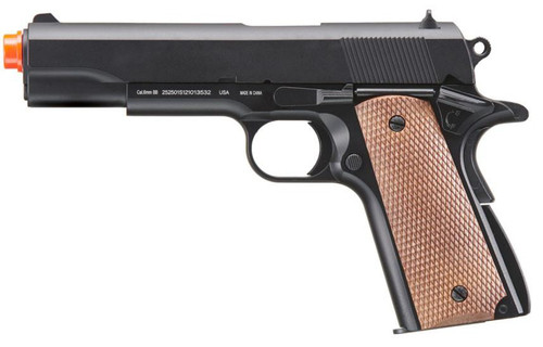 WellFire 1911-A1 Spring Powered Airsoft Pistol, Black/Faux Wood