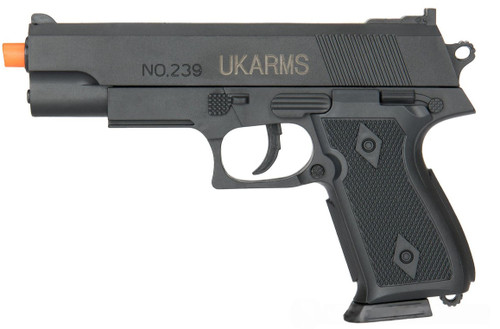 UK Arms Polymer Spring Operated 7" Airsoft Pistol, Black