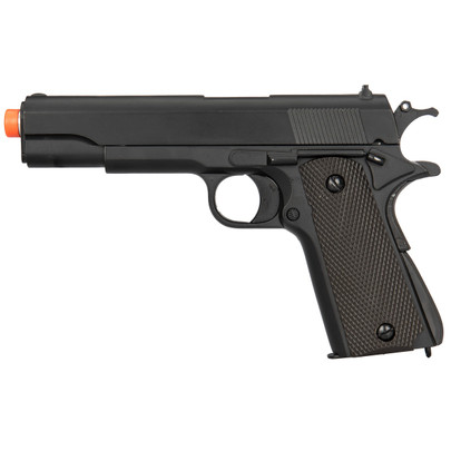 Double Bell M1911 WWII Metal Body Spring Airsoft Pistol, Black