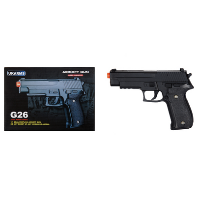 UKARMS G26 Spring 8.25" Airsoft Pistol, Black