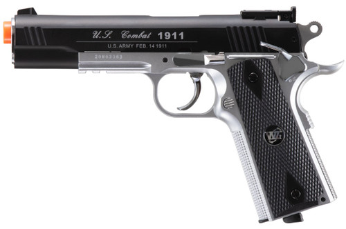 Win Gun Sport 1911 CO2 Non-Blowback Airsoft Pistol w/ Accessory Rail, Black/Silver