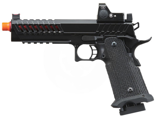 Lancer Tactical Knightshade Hi-Capa Gas Blowback Airsoft Pistol w/ Red Dot Sight, Black/Red