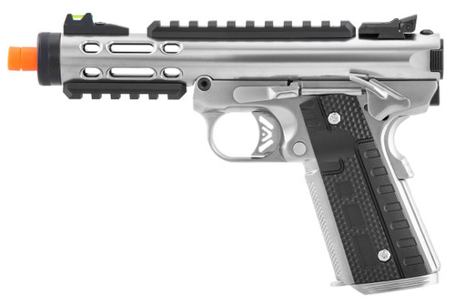 WE-Tech Galaxy 1911 Gas Blowback Airsoft Pistol, Silver Slide w/ Silver Lower