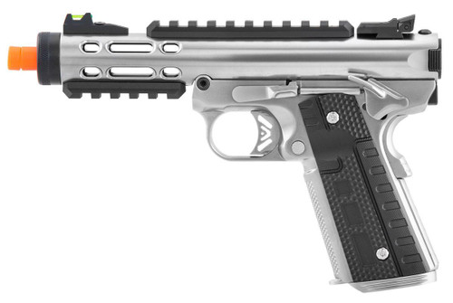 WE-Tech Galaxy 1911 Gas Blowback Airsoft Pistol, Silver Slide w/ Silver Lower