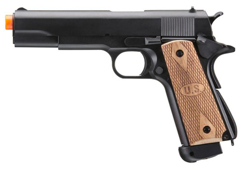 Double Bell M1911 CO2 Gas Blowback Airsoft Pistol w/ Wood Grip, Black