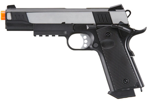 Double Bell M1911 Green Gas Blowback Airsoft Pistol w/ Silver Slide, Black