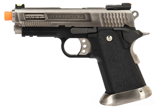 WE Tech 3.8 Hi-Capa Velociraptor Gas Blowback Airsoft Pistol, Silver