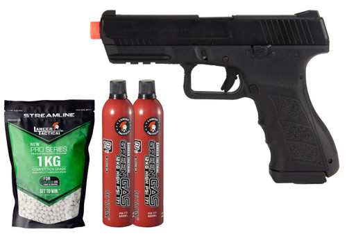 KWA Full Size ATP-LE Gas Blowback Airsoft Pistol w/ Gas & BB Bundle, Black