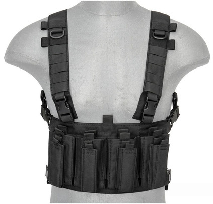 Lancer Tactical 1000D Nylon Quad M4 & Pistol Mag Chest Rig, Black