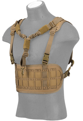 Lancer Tactical 600 Denier Nylon Laser Cut Chest Rig w/ Integrated Sling, Tan