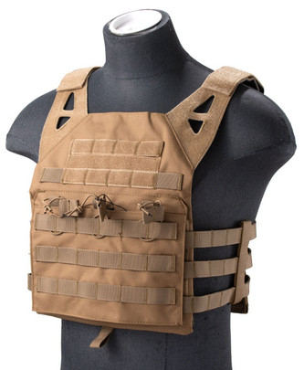 Lancer Tactical Lightweight Molle Tactical Vest w/ Retention Cords, Tan