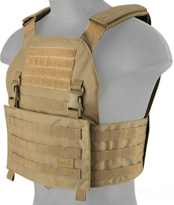 Lancer Tactical Buckle Up Version Airsoft Plate Carrier, Tan