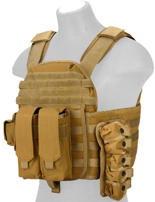 Lancer Tactical QR Tactical Airsoft Tactical Vest, Dark Earth