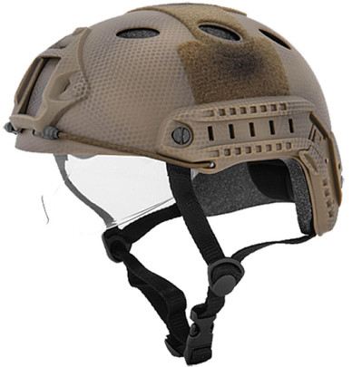 Lancer Tactical Fast PJ Type Tactical Helmet w/ Visor, Custom Dark Earth