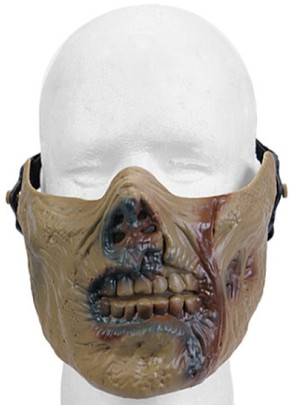 UK Arms Airsoft Half Face Zombie Skull Mask, Zombie Tan