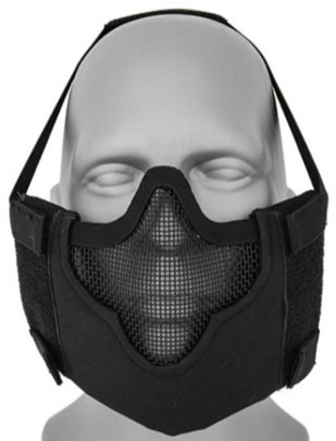 Black Bear Airsoft Raider Steel Mesh Padded Lower Face Mask, Black