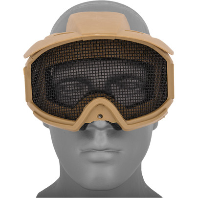 AMA 2610T Plastic Face Mask w/ Metal Mesh Lens, Visor, Tan