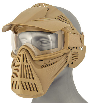 AMA Full Face Airsoft Mask w/ Eye Safety & Visor, Tan