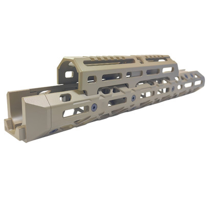 Atlas Custom Works Extended Handguard w/ Extended Top Rail for Tokyo Marui AKM GBB Airsoft Rifles, Tan