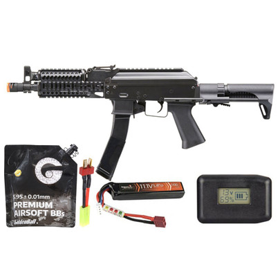 LCT PP-19 PDW 9mm AEG Airsoft SMG w/ Starter Pack, Black