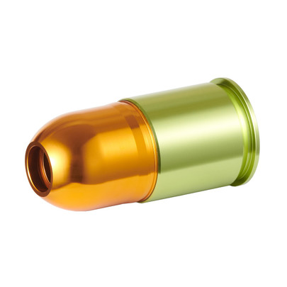 Lancer Tactical Short Aluminum Airsoft 40mm Green Gas Grenade Shell, Gold/Green