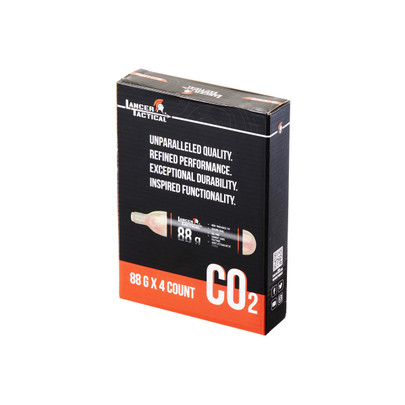 Lancer Tactical 88 Gram CO2 Cartridges for Paintball, Pack Of 4