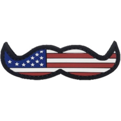 US Flag Mustache Full Color PVC Patch