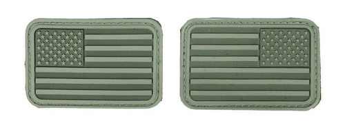Lancer Tactical USA Flag Forward and Reverse Velcro Patches, OD Green, Set of 2