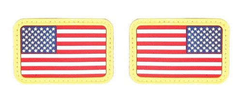 Lancer Tactical USA Flag Forward and Reverse Velcro Patches, Red White and Blue, Set of 2