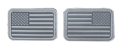 Lancer Tactical USA Flag Forward and Reverse Velcro Patches, ACU Gray, Set of 2