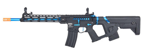 Lancer Tactical Enforcer Series BLACKBIRD Skeleton ProLine High FPS Airsoft Rifle w/ Alpha Stock, Black / Blue Lancer Tactical Enforcer Series BLACKBIRD Skeleton ProLine High FPS Airsoft Rifle w/ Alpha Stock, Black / Blue