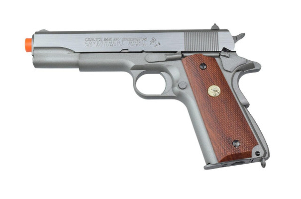 Colt MK IV/Series 70 Co2 Blowback Airsoft Pistol Silver/ Wood