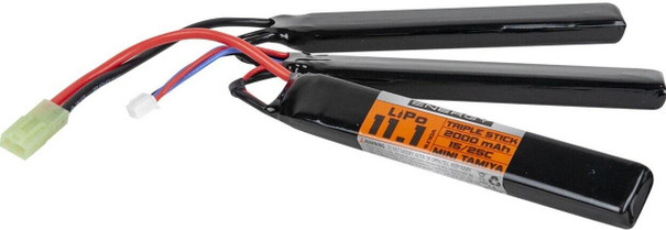 Valken Energy LiPo 11.1v 2000mAh 15C/25C Triple Stick Battery, Mini Tamiya