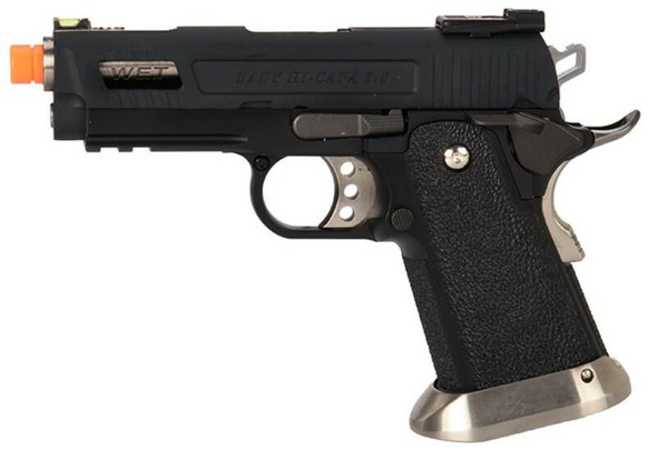 WE-Tech Hi-Capa 3.8 Velociraptor Full Auto Gas Blowback Airsoft Pistol, Black