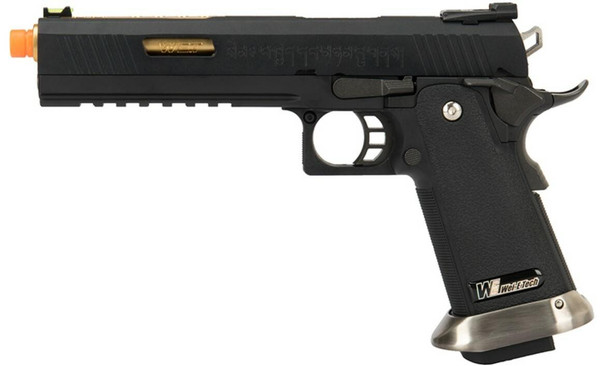 WE Tech 1911 Hi-Capa T-Rex Competition Gas Blowback Airsoft Pistol, Black/Gold with Marking