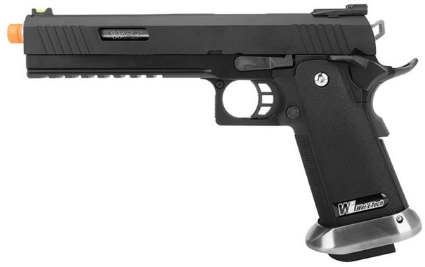 WE Tech 1911 Hi-Capa T-Rex Competition Gas Blowback Airsoft Pistol w/ Sight Mount, Black/Silver