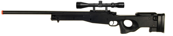 AGM L96 Bolt Action Airsoft Sniper Rifle with Scope, Black