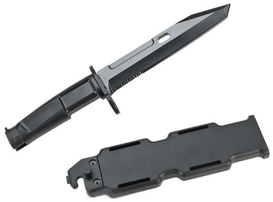 Echo1 MK9 Tactical Training Knife w/ Bayonet Attachment and Hard Plastic Sheath, Black