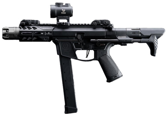 EMG Strike Industries x PWS Licensed 9mm Style Carbine 4" CQB Airsoft AEG Rifle w/ Viper PDW Stock, Black