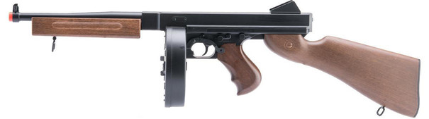 Cybergun Licensed Thompson M1928A1 Airsoft LPAEG Rifle, Black/Wood