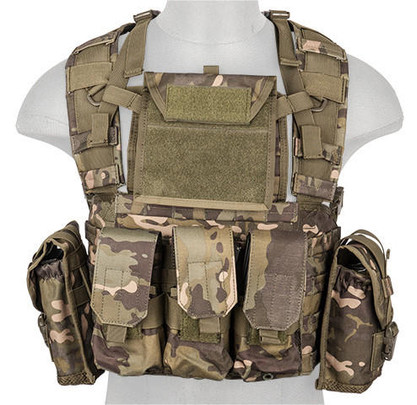 Lancer Tactical 1000D Nylon M4 Molle Modular Chest Rig, Camo Tropic