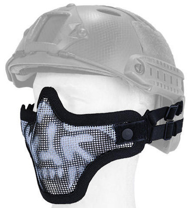 Lancer Tactical Metal Mesh Half Mask Helmet Version, Black & White Skull